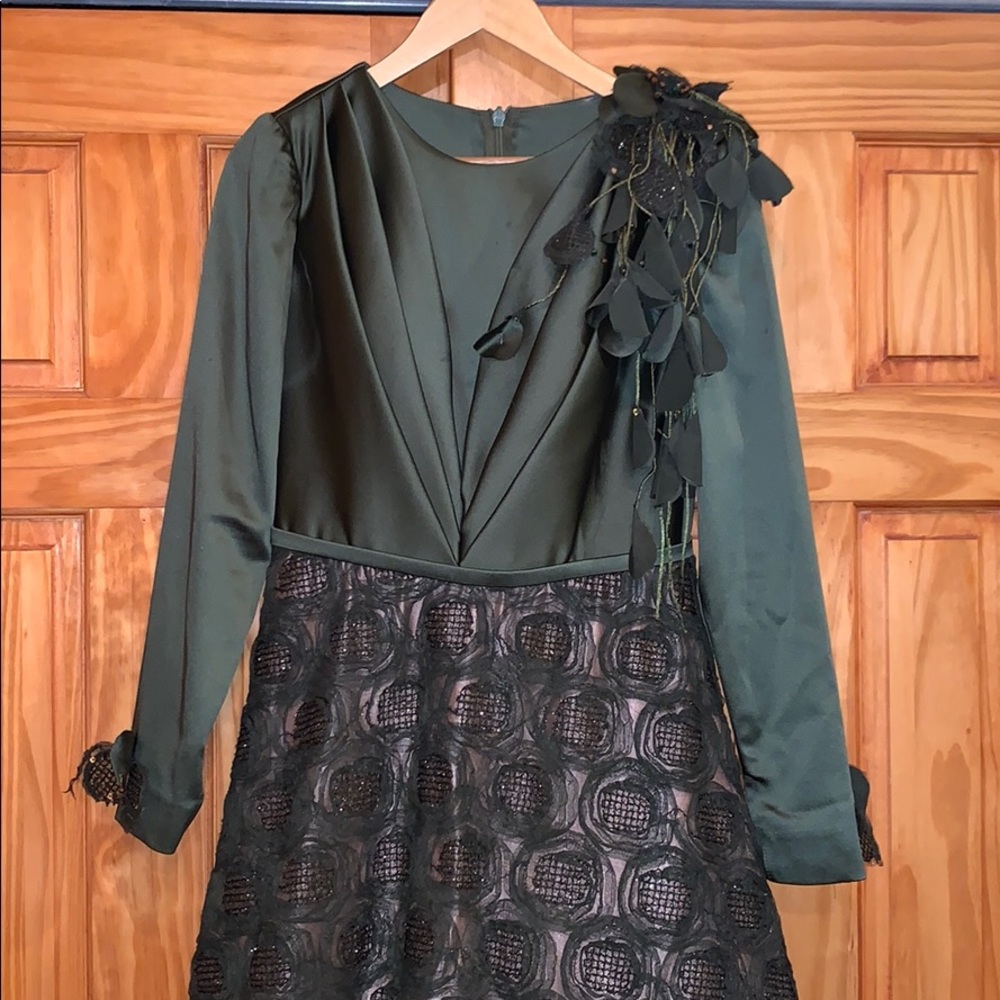 Dark green floral dress , Size 8
